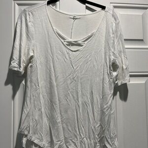 Maurices Cream Short Sleeve V-Neck Top